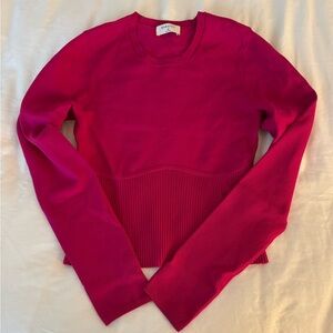 Aritzia Babaton Sculpt Knit Empire Long Sleeve Sweater Top in hot pink XS